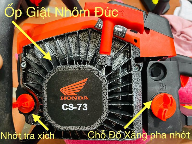 Máy cưa xích chạy xăng đời mới CS73 lam dúc, ốp giật nhôm 7