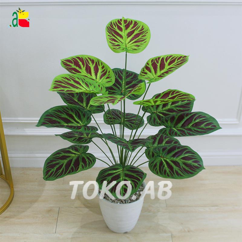 TANAMAN ARTIFICIAL AGLONEMA bunga palsu KELADI DAUN PLASTIK 18 CABANG D18T60 HIASAN RUANG TAMU DEKORASI RUMAH AESTHETIC B8180 1