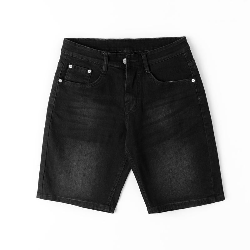 Quần short jean nam jean ngắn ĐEN WAT 13 vải cotton co giãn Menswear Pants Có Túi