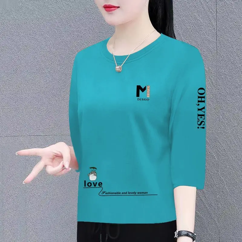 Áo Phông Bông, Dành Cho Nữ, Phong Cách Hàn Quốc Mới, Dáng Rộng Vừa Vặn, Phong Cách Phương Tây, Tay Áo Cropped Xén, Giấu Flab, Thời Trang, Áo Áo Phông Dễ Phối Đồ Thích Hợp Cho Mùa Hè Top Women Cổ Tròn