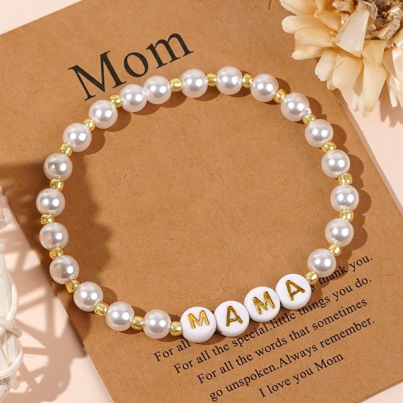 Product Introduction of Handmade jewelry Bohemian style imitation pearl natural shell letter cardboard bracelet bracelet bracelet tahitian  pearl 6