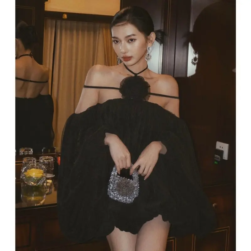 Đầm Trắng Trễ Vai Dáng Rộng Đính Hoa VEROMODA Đầm Bánh BèChất Vải Tơ Màu Trắng Cao Cấp Đẹp Quyến Rũ ,Sang Trọng 11 Nữ Women Dress Voan Nhung Voi Kim Tuyến 7