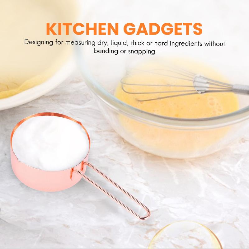 Rose gold Stainless Steel Measuring Cups and Spoons set of 8 Engraved Measurements,Pouring Spouts & Mirror Polished for Baking and Cooking 2