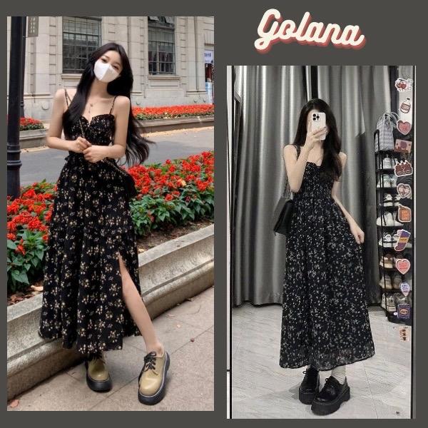 Đầm Hai Dây Hoa Tôn Dáng Đi Biển  Form Dài Siêu Nữ Tính, Đầm Maxi nữ Dáng Dài ( có bigsize) ( ko kèm áo khoac)