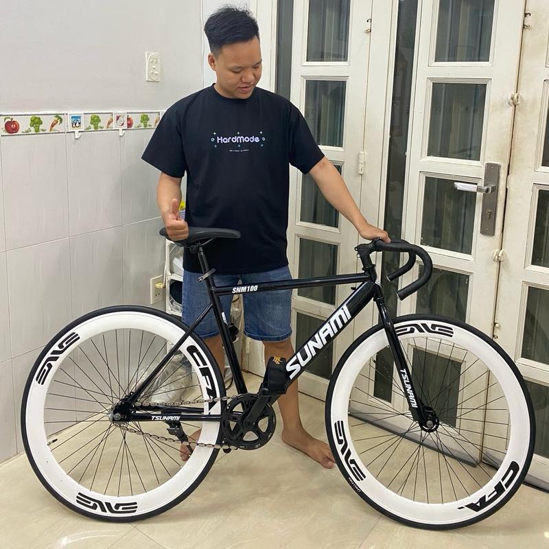 Xe đạp thể thao fixed gear và single tsunami đủ màu bánh trắng 6 phân ( kèm strap và đồ lắp ) Gắn Xe Đạp Đạp Xe Đạp Sports