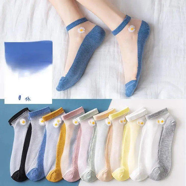 Tất Lụa Thủy Tinh Little Daisy Cho Nữ, Tất Mùa Hè Mỏng, Thoáng Khí Và Chống Mùi, Cắt Nông Voi 0