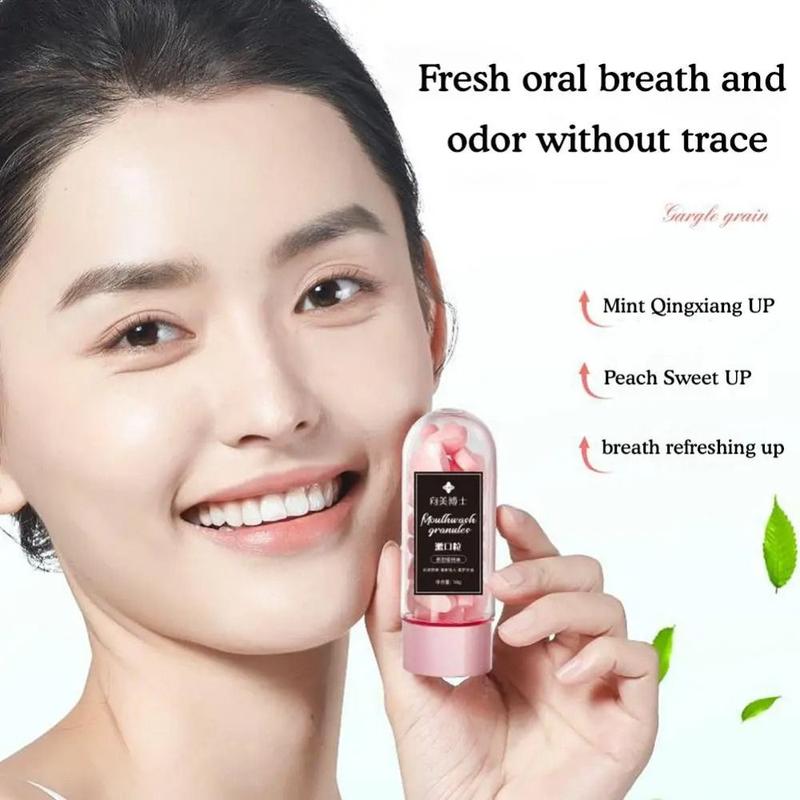 Product Introduction of New Portable Probiotic Solid Toothpaste Fresh Breath Clean Teeth Peach Gargle Granules Removes Odor Effectively Chewable Toothpaste 15