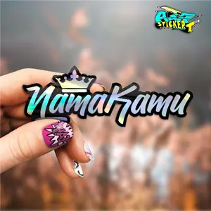 Stiker Nama Mahkota Hologram King & Queen  ''isi nama kalian dipesan opsional" Sticker Paper Sticker Paper Stationery