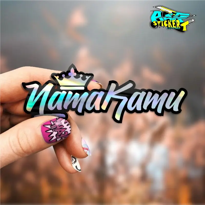 Stiker Nama Mahkota Hologram King & Queen  ''isi nama kalian dipesan opsional" Sticker Paper Sticker Paper Stationery