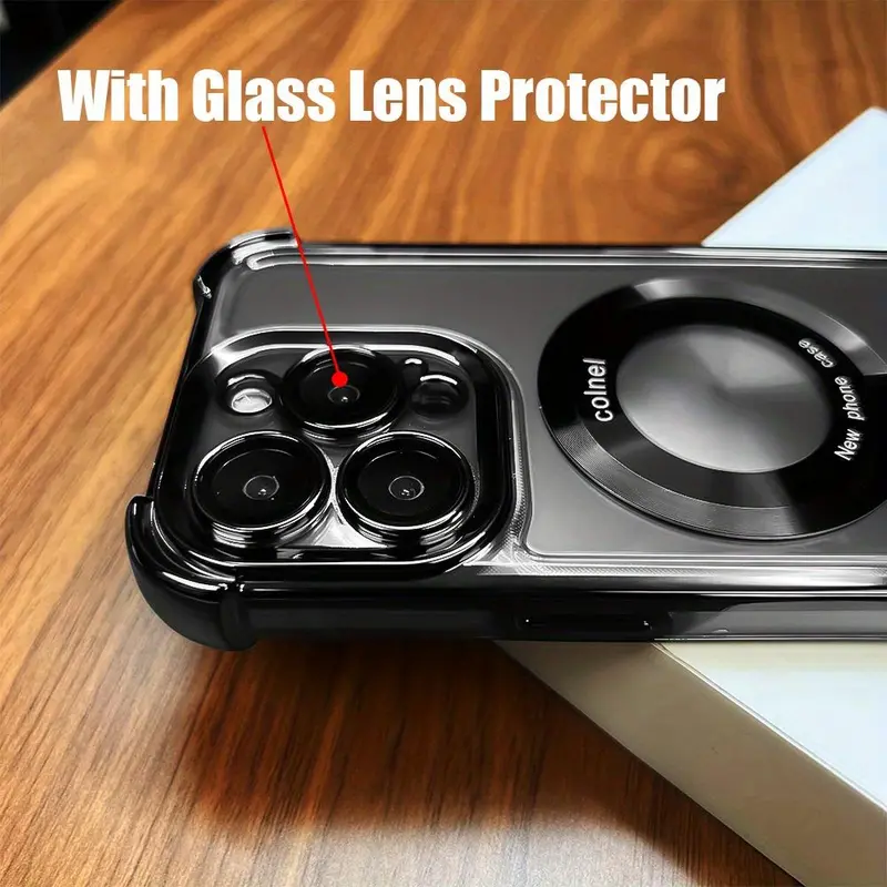 Electroplated Shockproof Clear Phone Case with Lens Protector, 1 Count Anti-drop Phone Protective Cover, Compatible with iPhone 15 14 11 12 13 Pro Max 1