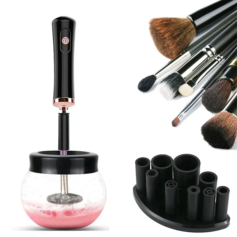 Electric Make up Brush Cleaner Dryer Set Machine Cosmetic Auto Clean Quick Dry-Black 3