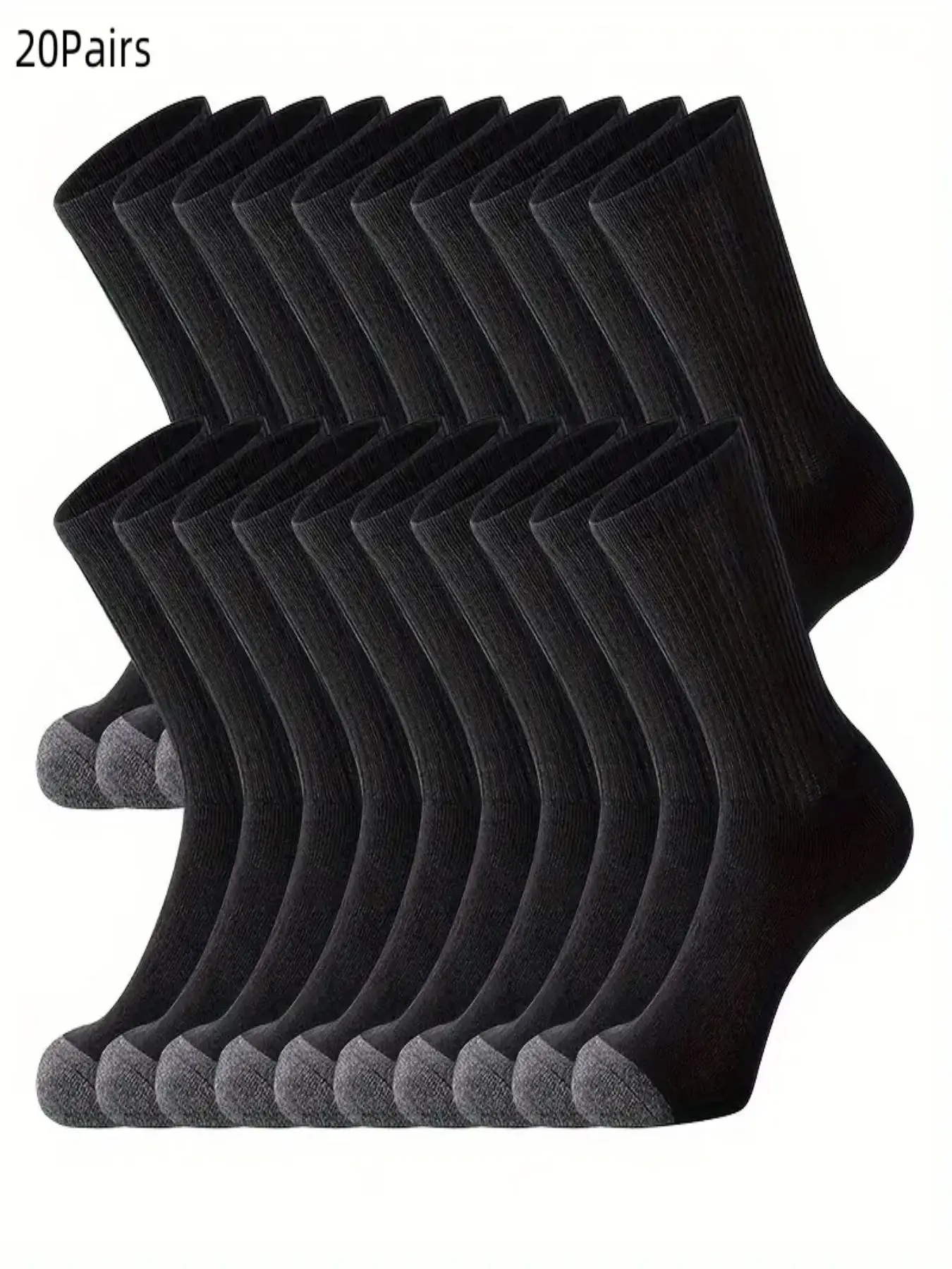 Men's Solid Color Mid-Calf Socks, Casual Comfortable Breathable Crew Socks for Daily Wear, Men's Socks for All Seasons