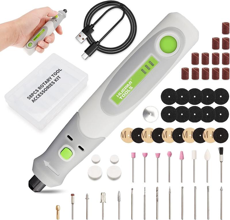 Product Introduction of Electric Drill Die Grinder Engraver Polisher with 4V Mini Cordless Rotary Tools Set Kit For Huepar tools RT4-basic 15000RPM 12