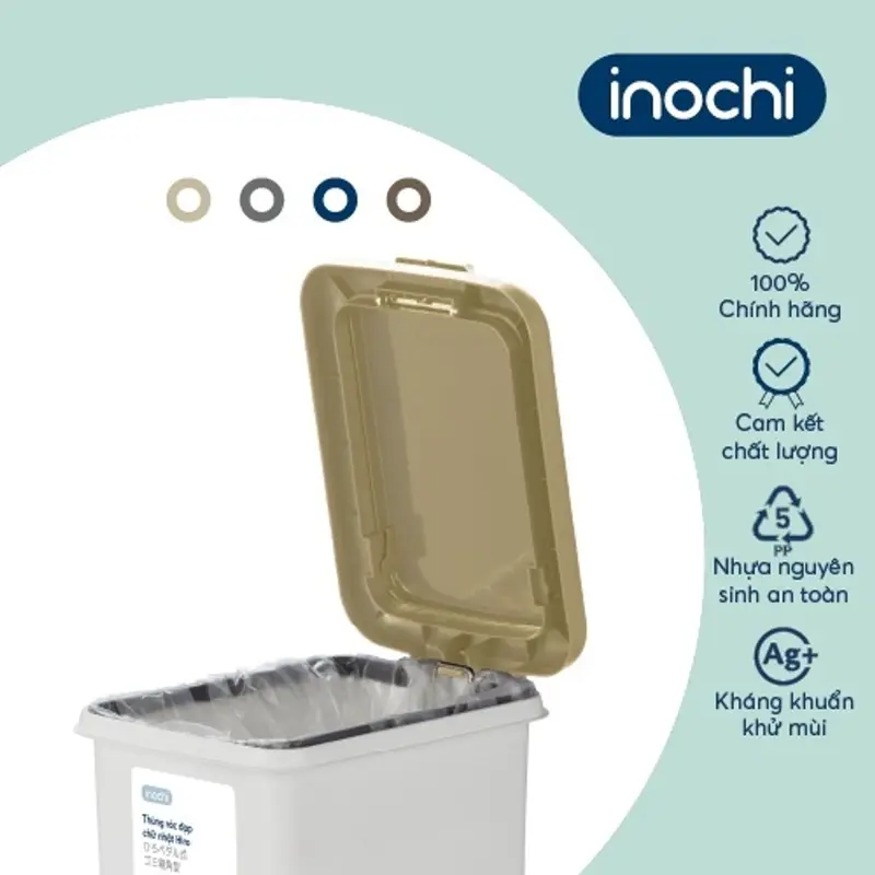 Thùng rác đạp chữ nhật Inochi - Hiro 10L, 15L, 20L, 30L nhiều sự lựa chọn 6