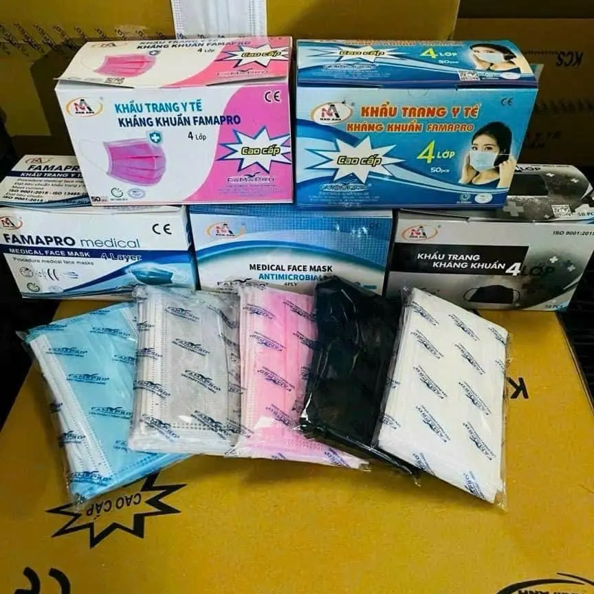 Hộp 50 cái khẩu trang y tế giấy kháng khuẩn 4 lớp Nam Anh Famapro