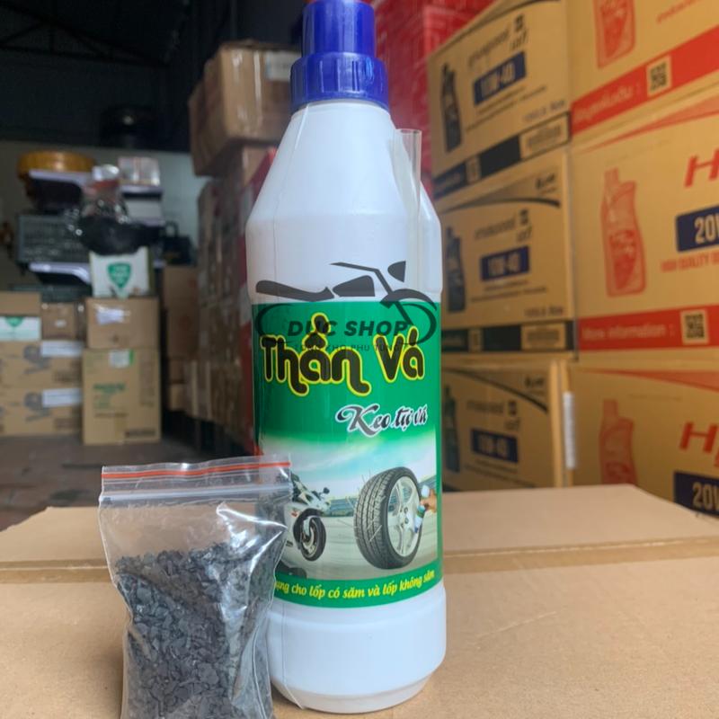 Keo tự vá lốp xe điện xe máy không gây rỉ sét tặng gói bột cao su kèm vòi - Thần Vá chính hiệu