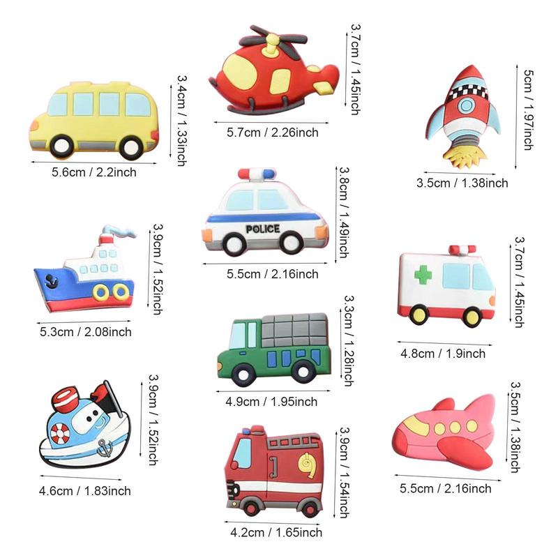 Cartoon Transportation Shaped Fridge Magnet (10pcs), Cute Refrigerator Magnet, Magnetic Sticker for Home Decoration 1