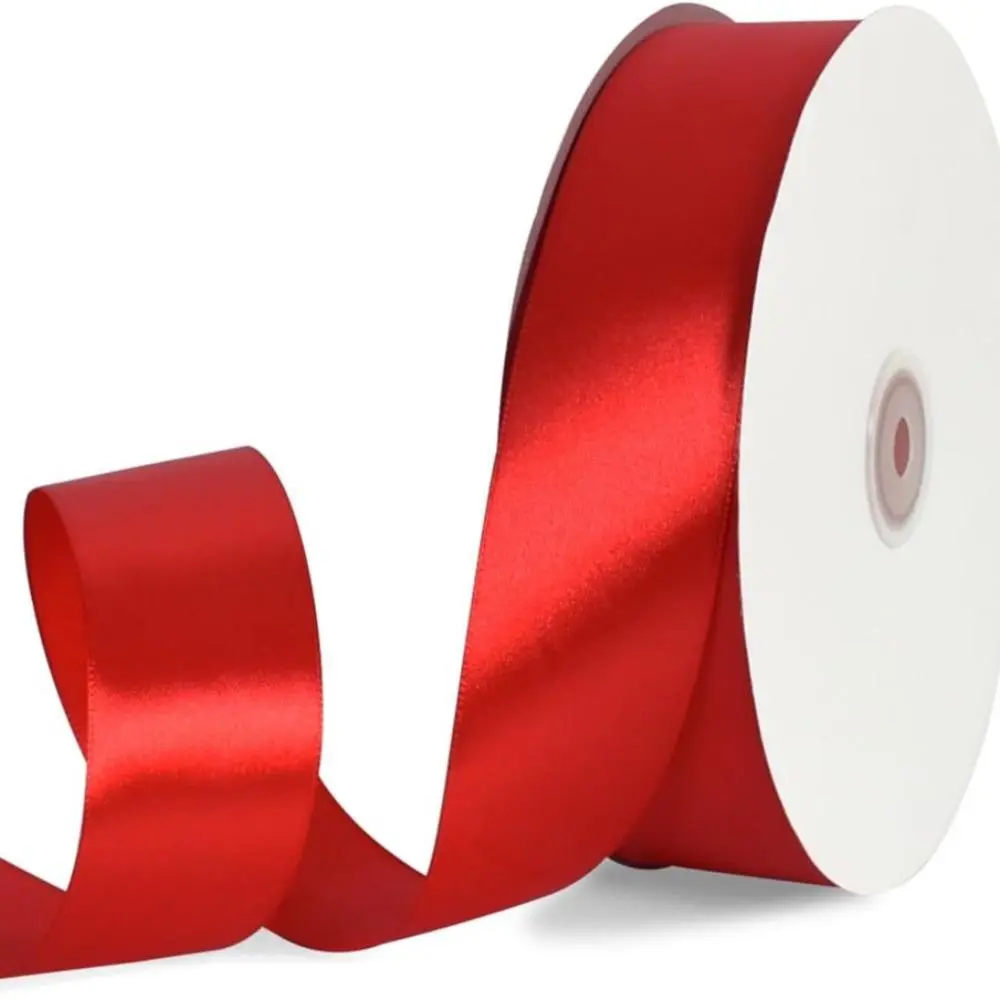 Red Satin Ribbon (1 Roll), 100 Yards Wide Satin Ribbon Wrapping Ribbon for Wedding Party Decoration