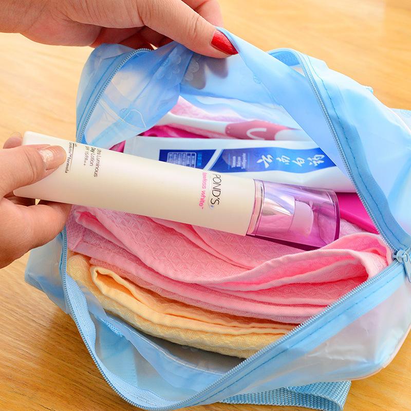 Túi Nhựa Đựng Mỹ Phẩm Đồ Trang Điểm Trong Suốt Có Khóa Kéo Nhiều Màu Sắc 2