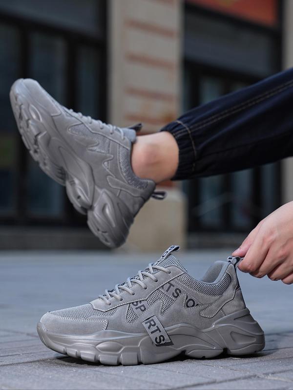 Men's Patchwork Low Top Sneakers, Mens Shoes, Summer 2024 Mesh Comfortable Sports Running Shoes, Mens Trainers, School Shoes, Boy Trendy Casual Round Toe Training Shoes, Platform Walking Shoes, Boy Foot Wear 3