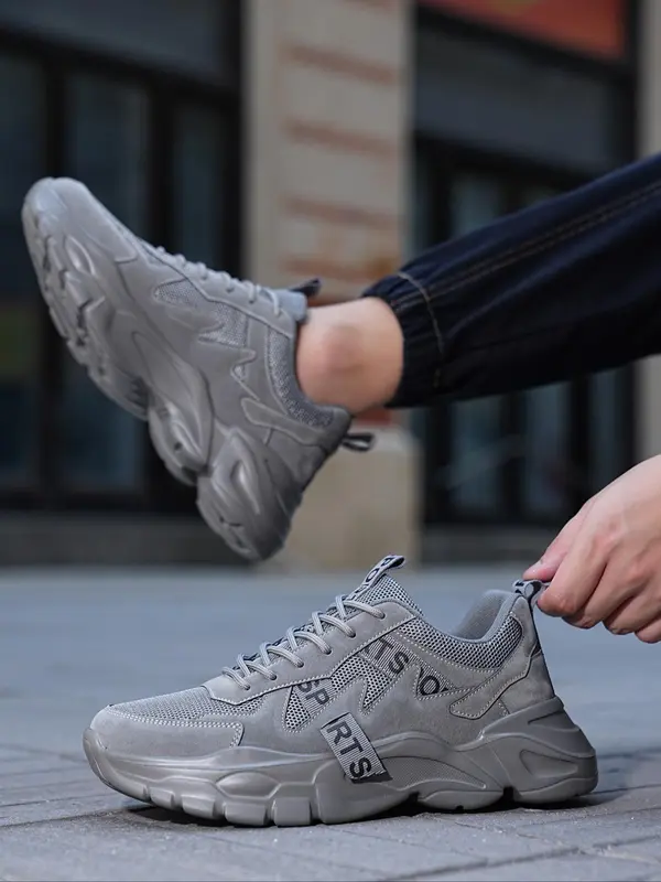 Men's Patchwork Low Top Sneakers, Mens Shoes, Summer 2024 Mesh Comfortable Sports Running Shoes, Mens Trainers, School Shoes, Boy Trendy Casual Round Toe Training Shoes, Platform Walking Shoes, Boy Foot Wear 3