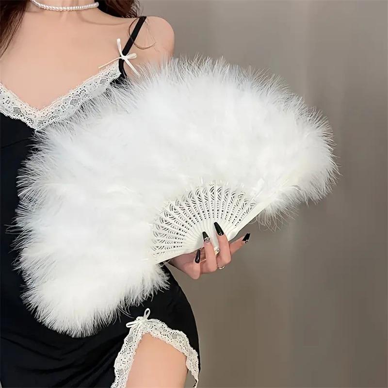 Product Introduction of [Back To Nature]Full Velvet Thickened Feather Fan Cheongsam Catwalk Performance Dance Folding Fan Square Dance Feather Fan 12