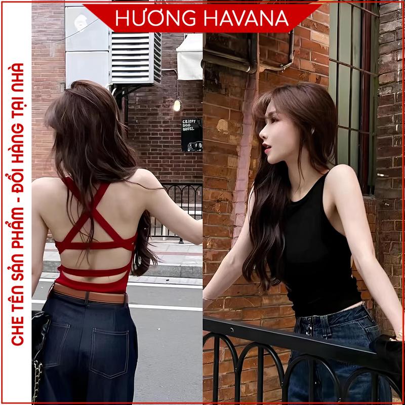 Áo bra Nữ hở lưng dáng dài dây đan chéo sexy may liền đệm ngực chất Thun mềm mại FLA620 Top Jean Women Kem