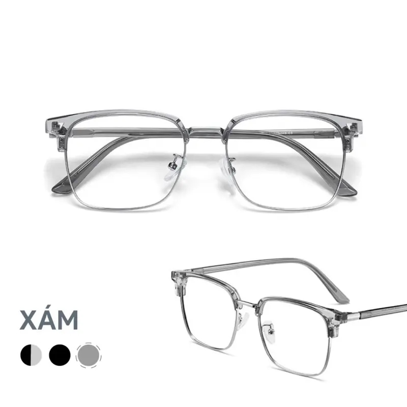 ￼Mắt kính gọng chữ nhật nửa viền phong cách retro thời trang Hàn Quốc - Mắt Kính Thuý Nhi 4