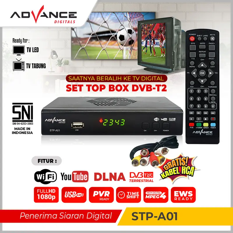 Advance  STP-A01 Set Top Box TV Digital Receiver STB Kabel Adaptor Antena - Garansi 1 Tahun 0