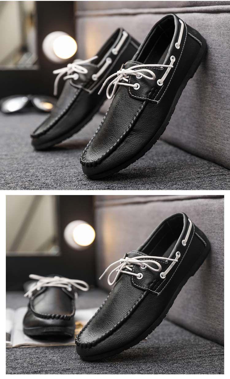 Product Introduction of Round Toe Shoes Casual Men's Slip-on Leather Shoe Flat Lightweight Breathable Dress Shoes 2024 New 22