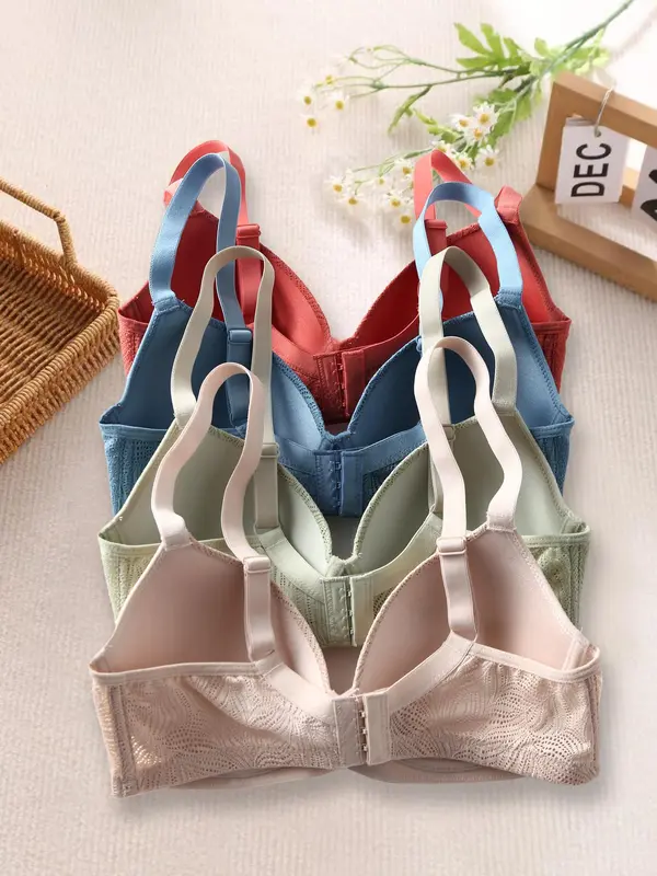 Women's Leaf Print Push Up Fit Bra, Fit Adjustable Strap Underwire Summer Bra, Comfortable Breathable Lingerie for All Seasons, Bras for Women, Summer Clothes, Bra Sets 8