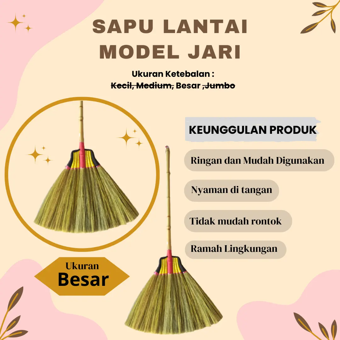 Sapu Lantai Awet Ijuk Rayung Gagang Bambu