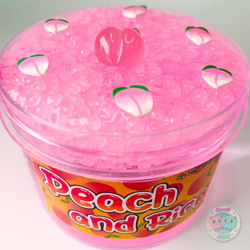 Peach and Rice Slime 200ml - Chất Nhờn Ma quái kết hợp Clear Hạt gạo Cốm Charm và Activator Đồ Chơi