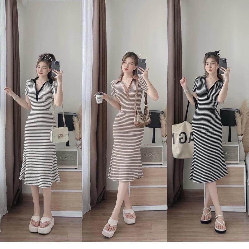 ĐẦM SỌC ÔM BODY XOÈ NHẸ XINH SV100 Nữ Dress Women