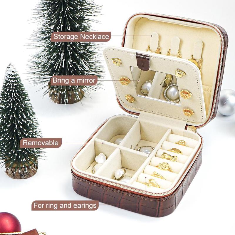 Product Introduction of Jewelry Storage Box, 1 Count Vintage Style Organizer with Removable Partitions & Mirror, Jewelry Box for Ring Earrings Bracelet Necklace 6