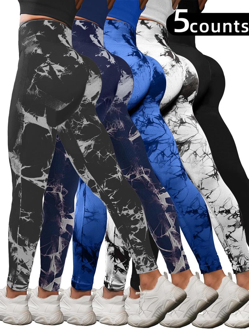 Product Introduction of Women's Tie Dye Print High Waist Sports Leggings, Sporty Comfy Breathable Seamless Skinny Pants for Yoga Gym Workout, Ladies Sportswear for All Seasons 4