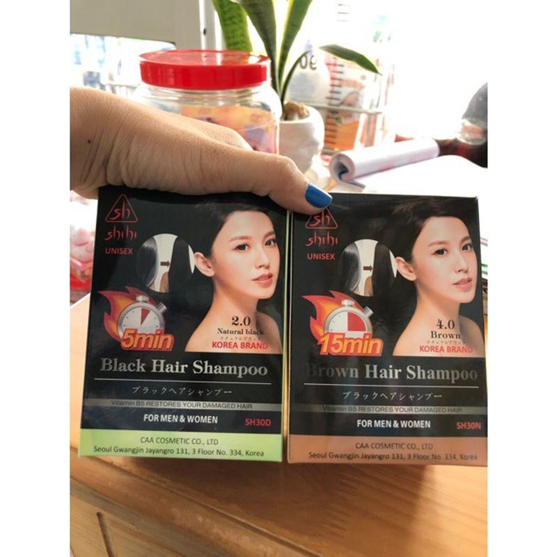 Product Introduction of Hộp 10 gói Dầu gội phủ bạċ đen mái tóc Shihi Black hair shampoo Hàn Quốc 300ml 22