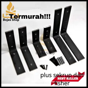 Bracket besi siku L penyangga rak tempel dinding