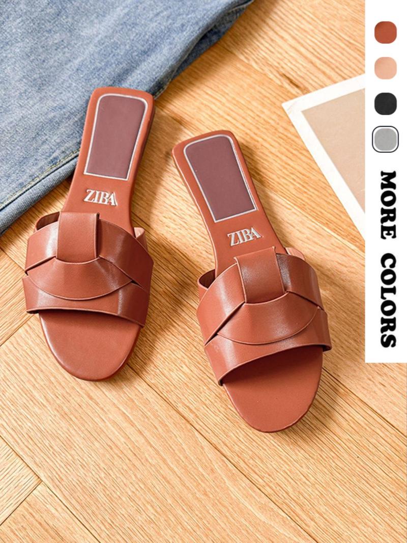 Product Introduction of Women's Fashionable Plain Color Slide Sandals, Casual Comfortable Flat Sandals for Beach, Home, and Everyday Wear, Stylish Flat Flip Flops for Women, Walking Shoes, Gifts for Wife 1