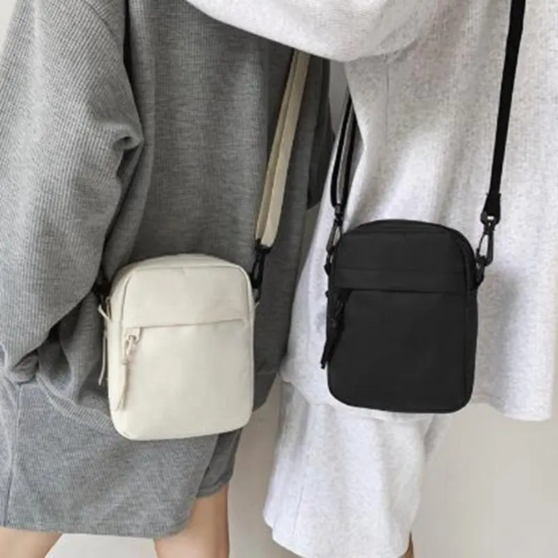 Unisex Solid Color Crossbody Casual Shoulder Bag Lightweight Cell Phone Bag