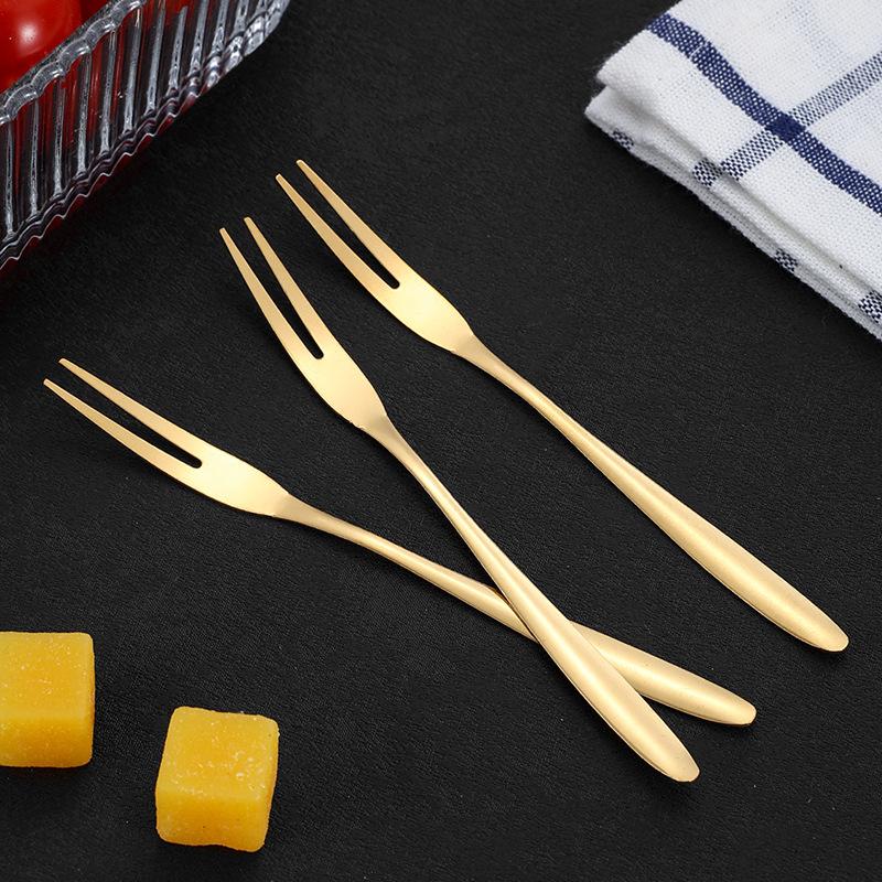 Combo 8 Chiếc Nĩa INOX 304 Size 13cm [4 Vàng + 4 Trắng] Dùng Ăn Trái Cây Bánh Mứt, Ăn Ốc 8