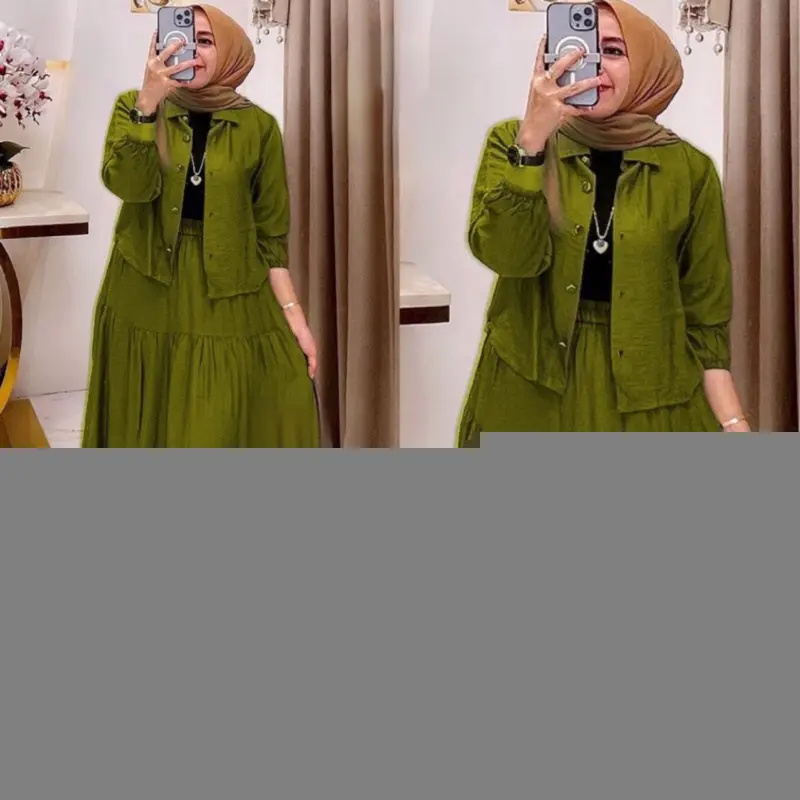 Amelia Set Rok Dan Atasan Bahan Crinkle Setelan Wanita Muslim Standar Dan Jumbo M-XXL Vitrah Fauziah Store 3