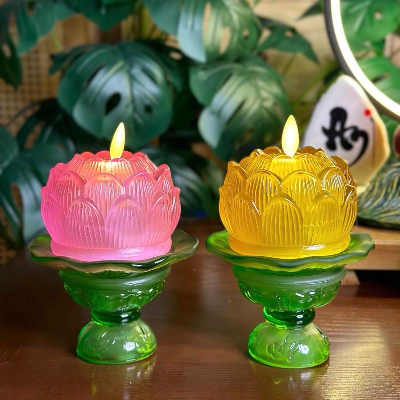  Một Đèn Nến Điện Lưu Ly Hoa Sen Dùng Pin - Tuệ Nga 
