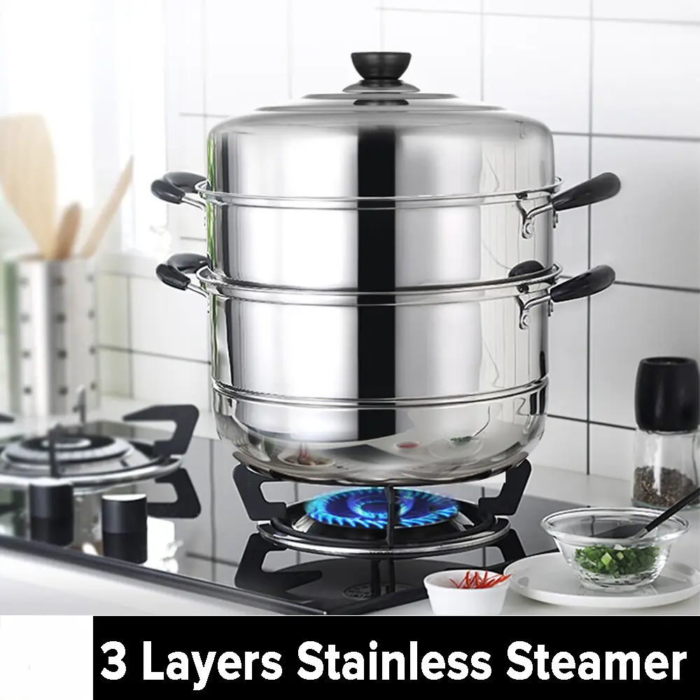 DOBETTERS Stainless Steel Steamer Cookware Multi-functional 3 Layers