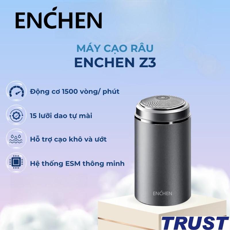 Máy cạo râu mini Enchen Z3 lưỡi cắt 3 vòng tự mài, pin dùng đến 3 tháng - BH 12T-