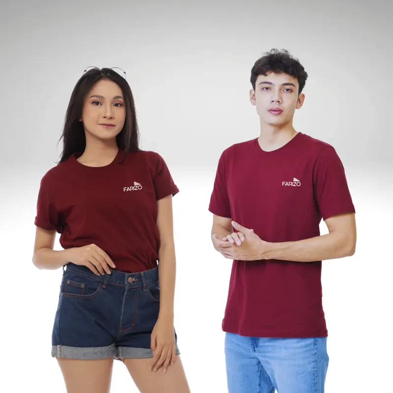 Kaos Basic - Merah Maroon (Cotton Combed 30s Premium) T-Shirt Unisex - FARIZO 1