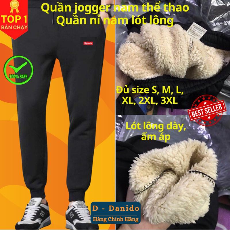 Quần NỈ lót lông QD1 nam thể thao - Quần jogger cao cấp dày dặn đủ size từ 48-100kg cho nam chính hãng D Danido Sport Gym Tập Gym Tập Thể Dục