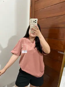 PANTONE TSHIRT l BAJU KAOS TUMBLR TEE KAOS WANITA OVERSIZE POLOS COTTON COMBED 30'S KOREA FASHION Beige Fit Hitam Lilac