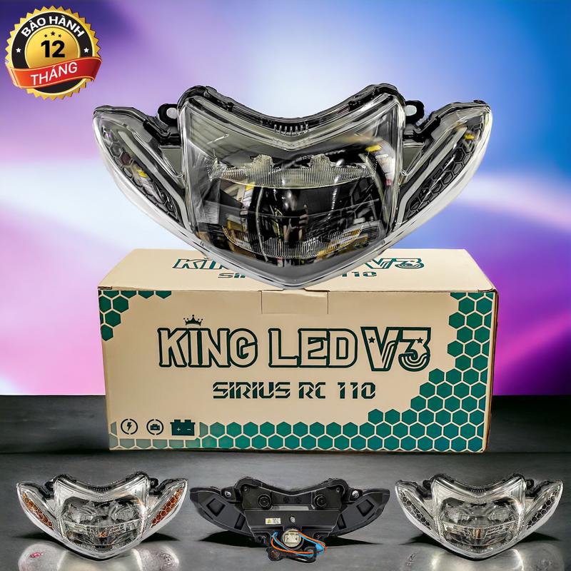 Pha Led 2 tầng KING LED V3 Sirius RC Sử dụng ốp đầu lớn - Đèn Xe Máy