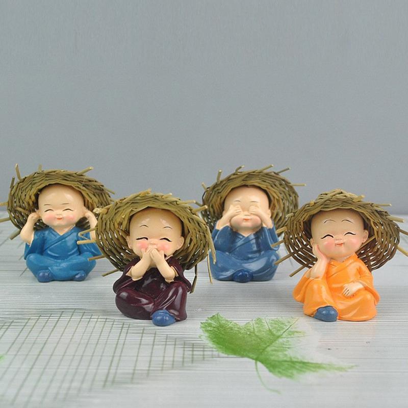 1/4PCS Mini Lovely Little Monk Car Decoration Resin Crafts Little Cute Small Monks Home Car Living Room Decoration Child Gift 7